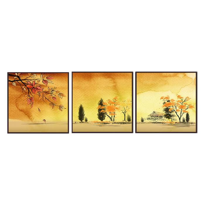 Bộ 3 Tấm Tranh Phong Cảnh Lá Vàng Mùa Thu (45 x 45) Q28-035-45V