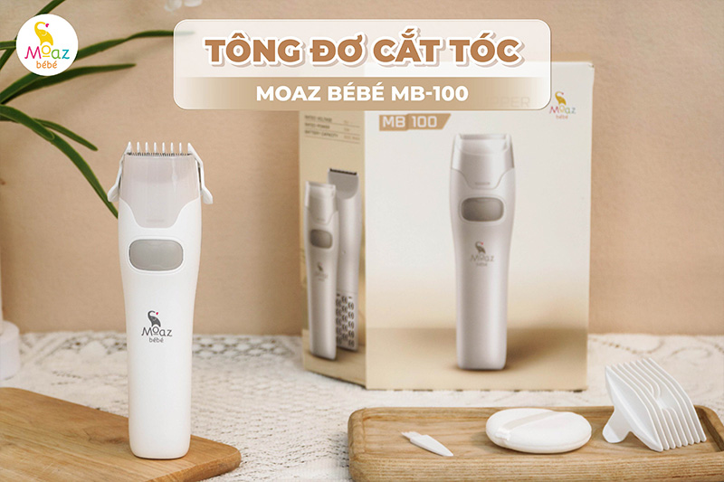 Tông đơ điện cắt tóc tự động hút tóc cho bé Moaz BéBé MB100 - Hàng Chính Hãng