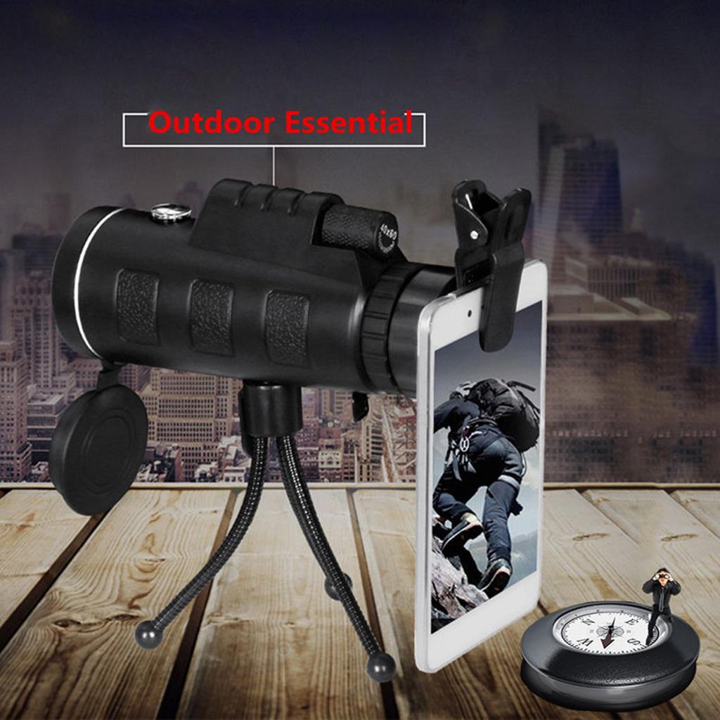 HD 40X60 Monocular Telescope - High Powered BAK4 Prism Phone Scope With Smartphone Tripod and Mount Adapter, Perfect For Hiking, Wildlife, Concerts