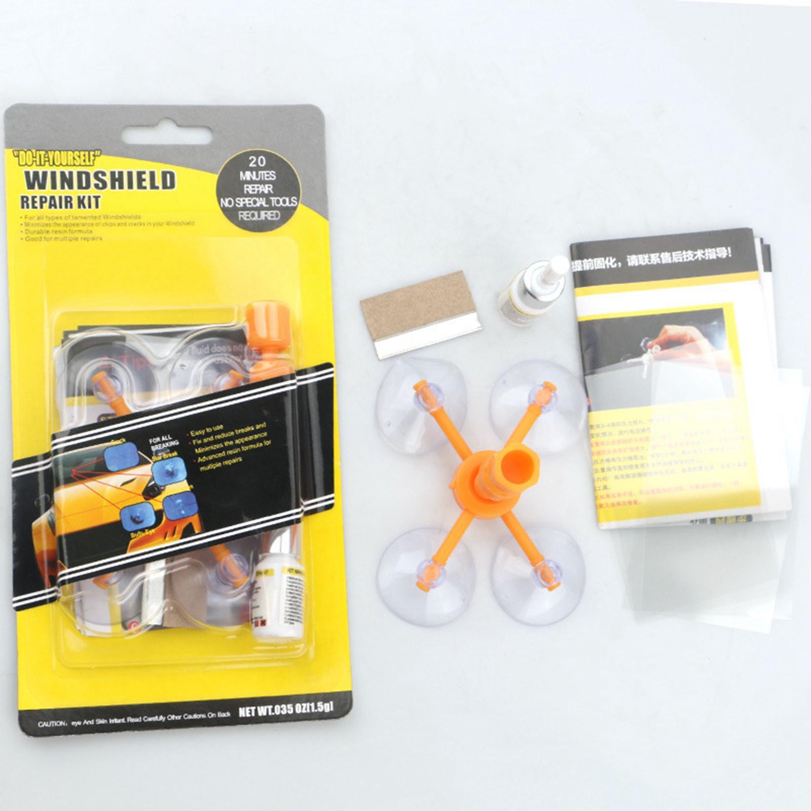 Glass Repair Fluid Windshield Repair Set Repair Parts Tools with 1 Bottle of Resin Auto Glass Repair Set for Star Shaped Crack Cracks