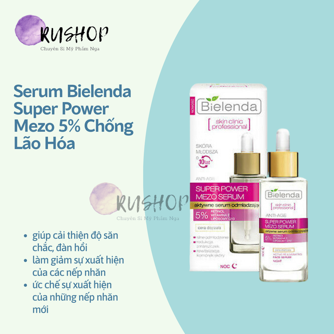 Serum Bielenda hồng 5% siêu chống lão hoá giảm nhăn