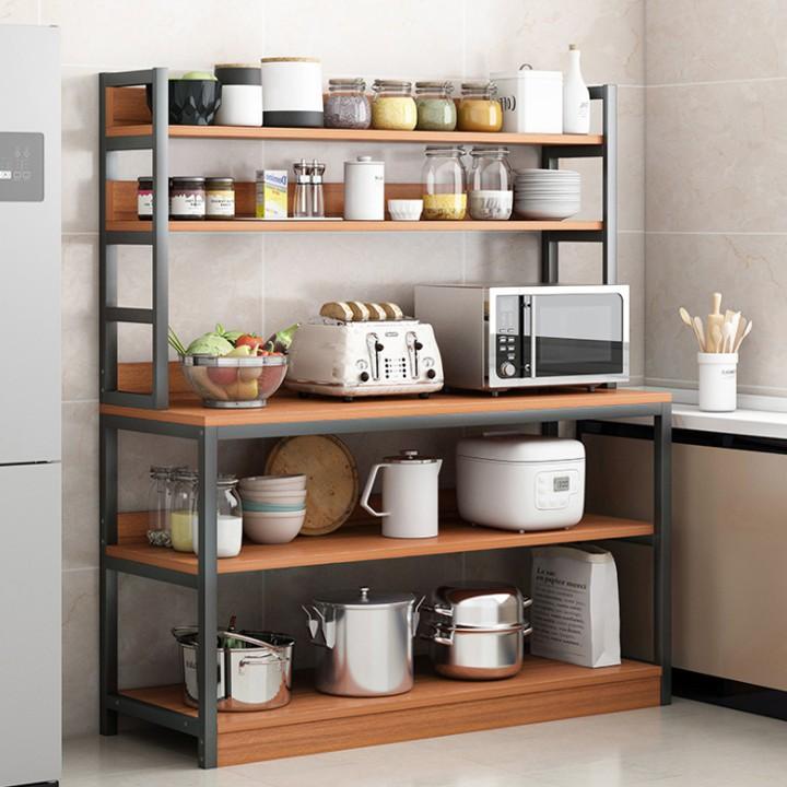 Kệ lò vi sóng, kệ nhà bếp đa năng ngang 80cm, kệ gỗ nhà bếp để lò vi sóng ngắn để đồ rộng thép sơn tĩnh điện cao cấp