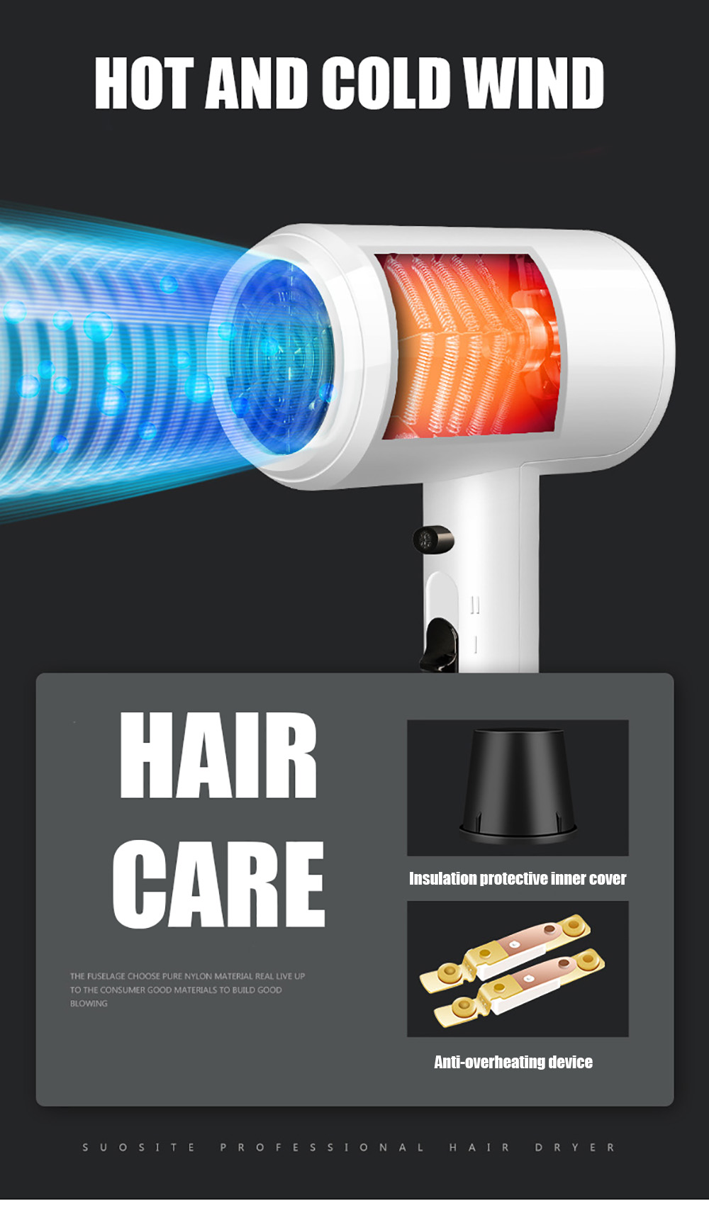Máy sấy tóc treo tường nhà hàng khách sạn Professional Hotel Hair Dryer Wall-mounted