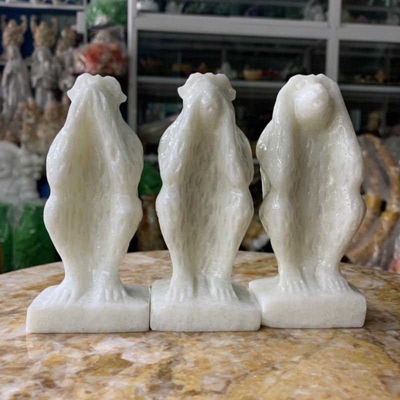 Bộ Tượng Tam Không Đá Cẩm Thạch Trắng - cao 12cm