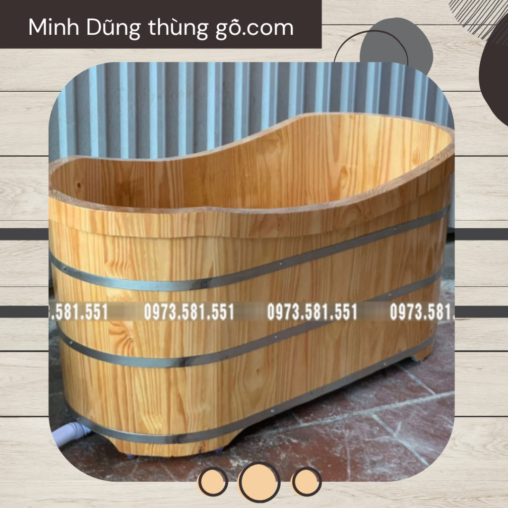 Bồn tắm Gỗ Thông Bồn tắm gỗ bo viền cắt cong chống thấm, chống ẩm mốc