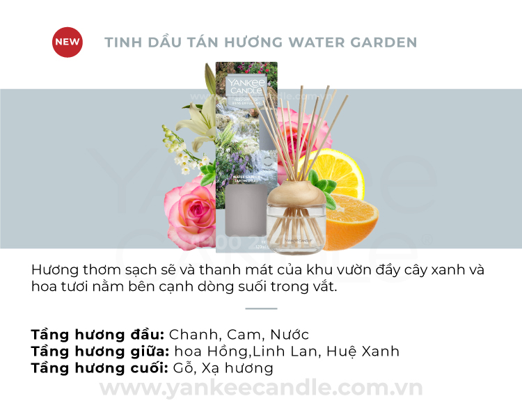 Tinh dầu tán hương Yankee Candle - Water Garden (120ml)