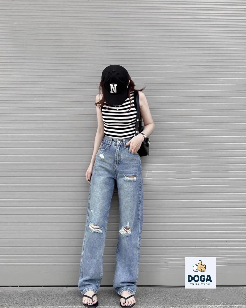 Quần Baggy Jean DOGA Q270. Chất Liệu Cotton Denim Thiết Kế Hàn Quốc Phong Cách Cá Tính