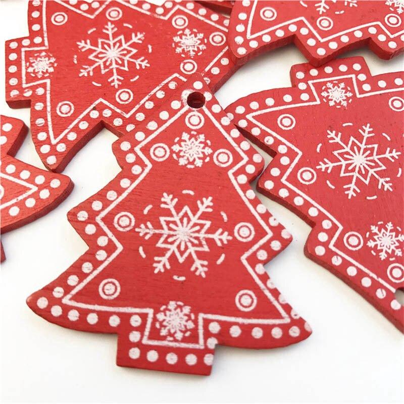 Bộ 12 mặt dây gỗ tự nhiên trang trí cây thông Noel hình bông tuyết/yêu tinh cho Giáng Sinh