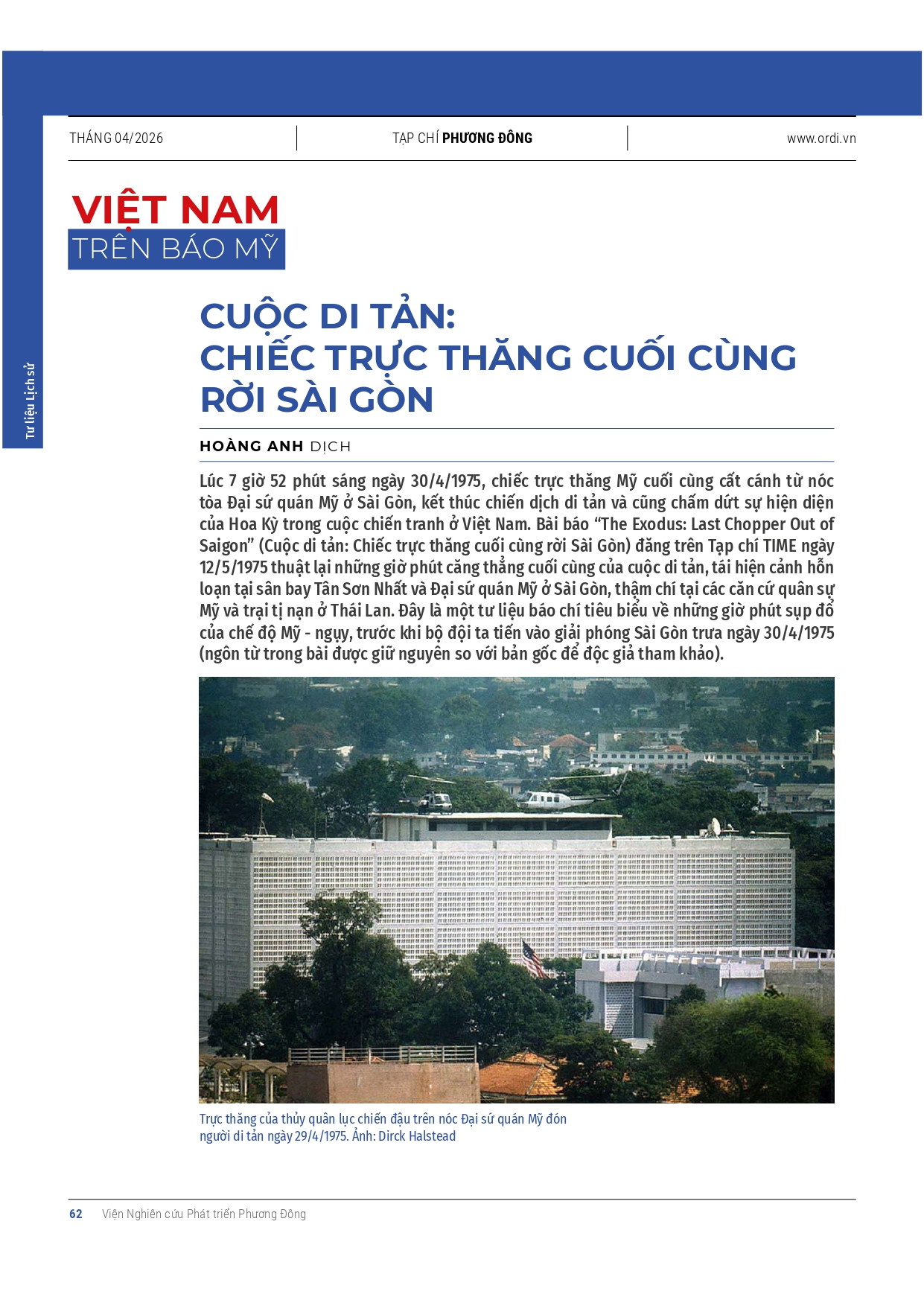 (Số 88) TẠP CHÍ PHƯƠNG ĐÔNG 04/2026 – Viện Nghiên cứu Phát triển Phương Đông