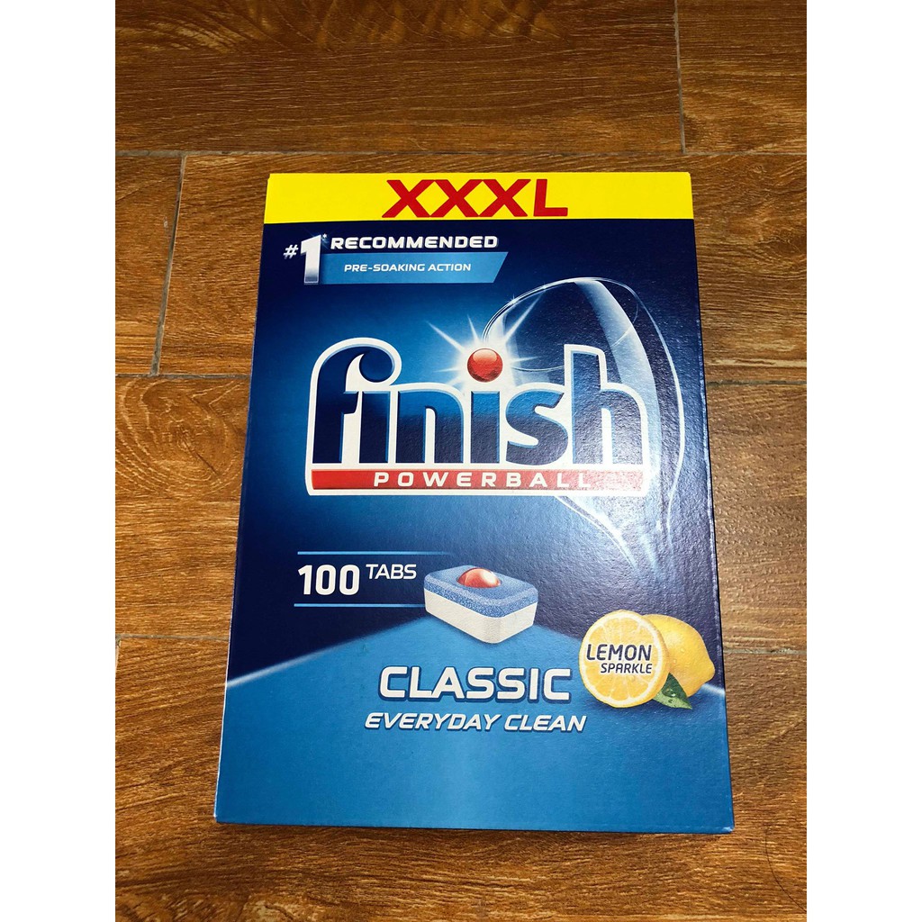 Viên rửa bát Finish Classic 100 viên/ hộp tặng túi zip 3 kẹo Senjaku Nhật Bản