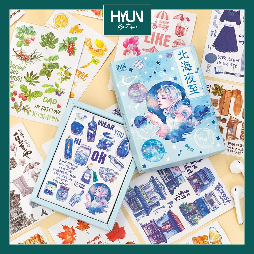 Hộp Sticker dán A6 - hơn 500 hình dán trang trí sổ tay Bullet Journal - sticker dễ thương - DIY - Hyun Boutique