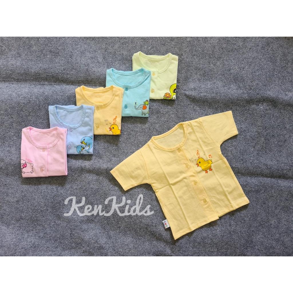 COMBO 5 Áo sơ sinh tay ngắn màu cổ tròn chất thun 100% cotton