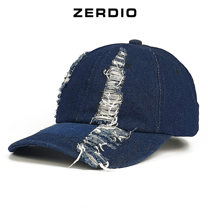 Nón kết, Mũ lưỡi trai rách ZERDIO phong cách cá tính cho nam và nữ, chất liệu jean cao cấp