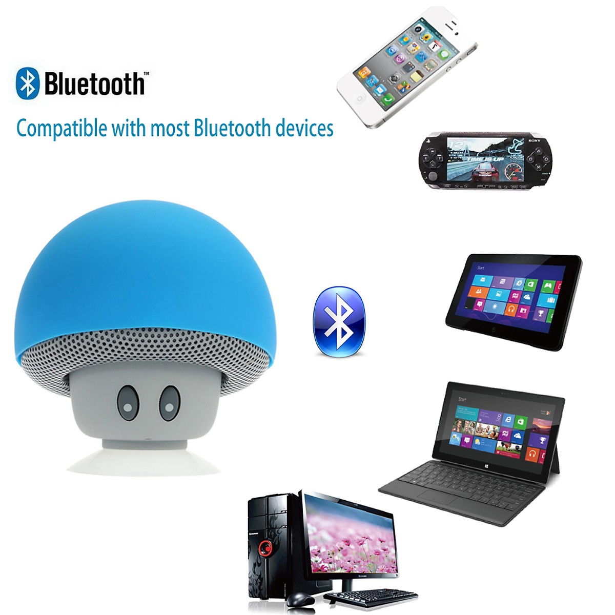 Combo Loa Bluetooth Mini Hình Nấm Siêu Dễ Thương, + Tặng Tai Nghe Chụp Tai Bluetooth Cao Cấp