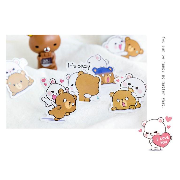 Bộ 46 Sticker Gấu Đáng Yêu Hàn Quốc dán trang trí E49