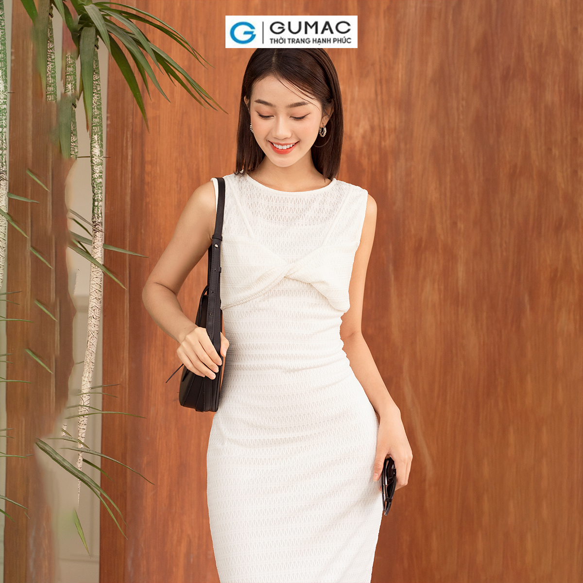 Đầm body không tay kiểu xoắn ngực thanh lịch sang trọng thời trang GUMAC DD05034