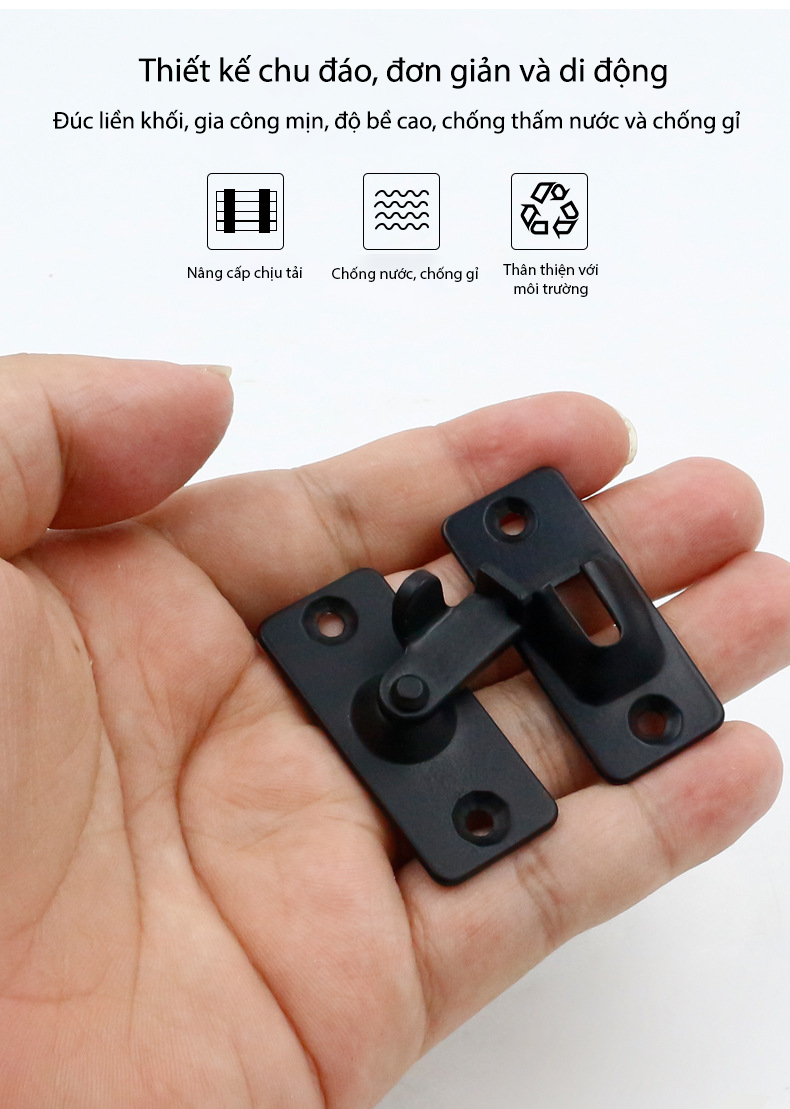 Chốt Khoá Cài Cửa KUNBE Lắp Góc Vuông 90 Độ Bằng Inox Dày Dặn An Toàn
