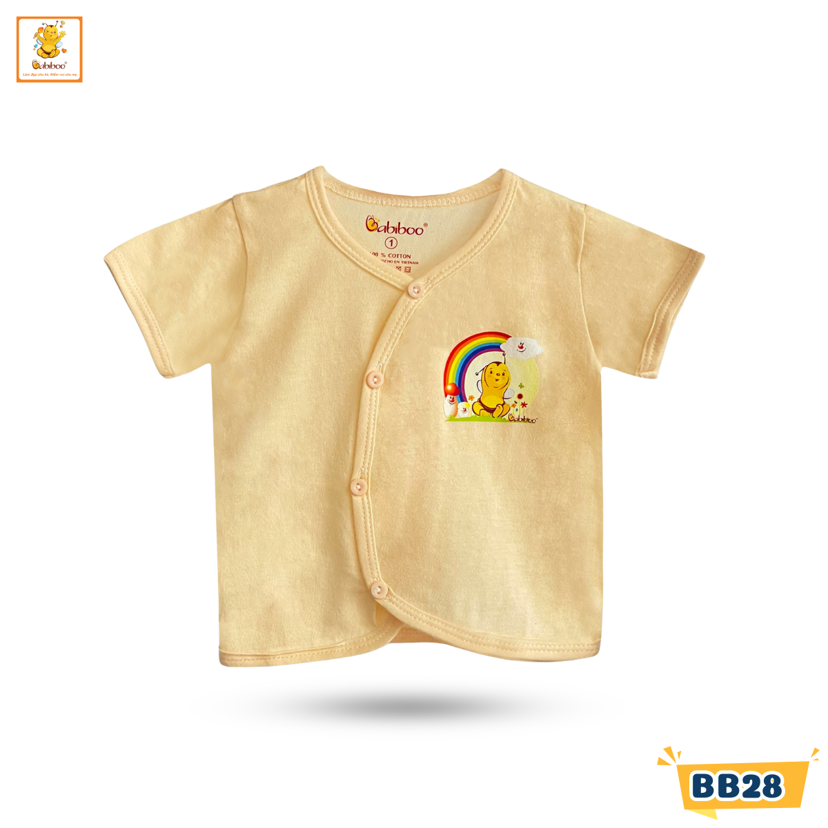 Áo sơ sinh Babiboo áo sơ sinh cổ tim, vải cotton mềm thấm hút tốt BB28