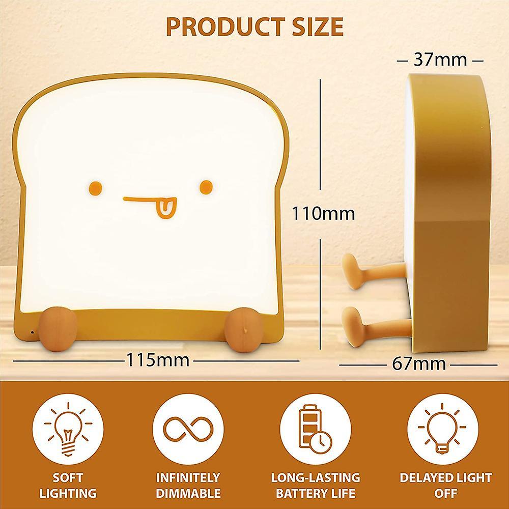 Bánh mì dễ thương LED Đèn đêm Nursery với Sạc và hẹn giờ, Đèn ngủ phòng ngủ di động