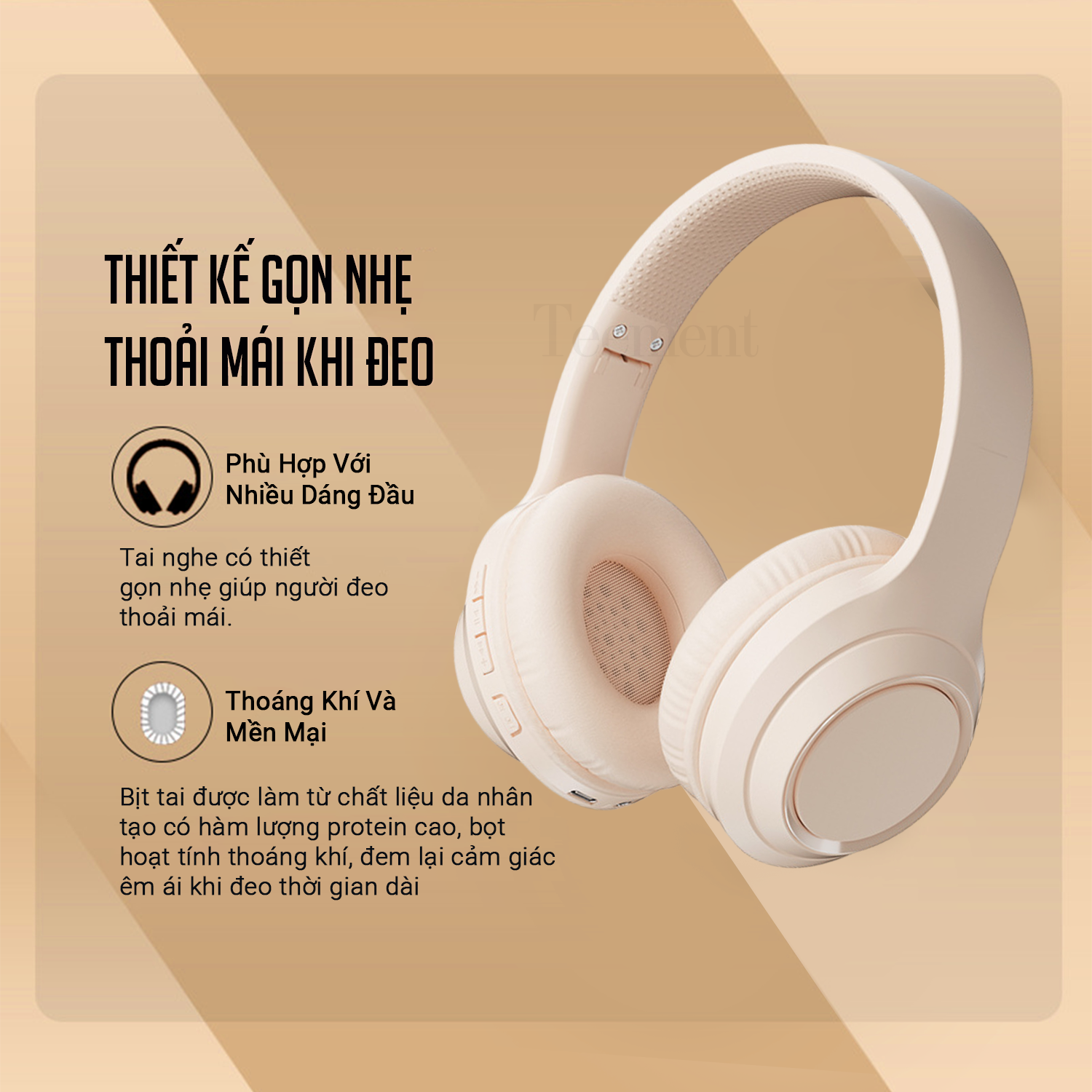 Tai Nghe Bluetooth Chụp Tai , Headphone Không Dây Bluetooth Có Mic Đàm Thoại Tiện Lợi, Có Thể Gấp Gọn , Pin Cực Khỏe Bluetooth 5.3 Cao Cấp TEEMENT - Hàng Chính Hãng Teement