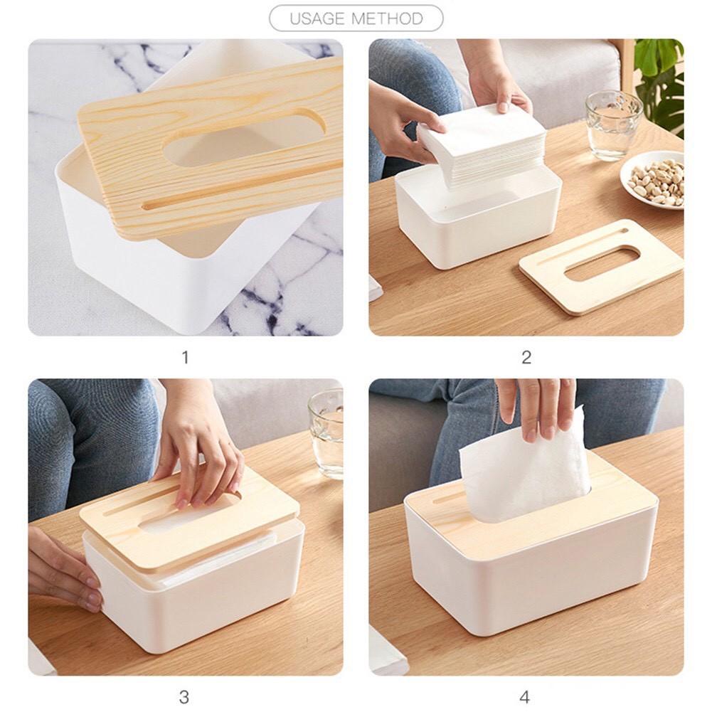Hộp đựng giấy ăn nắp gỗ sang trọng