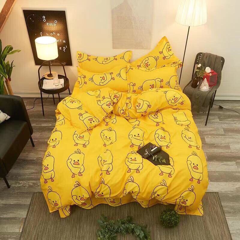 Bộ vỏ chăn ga gối poly cotton vịt vàng 2019