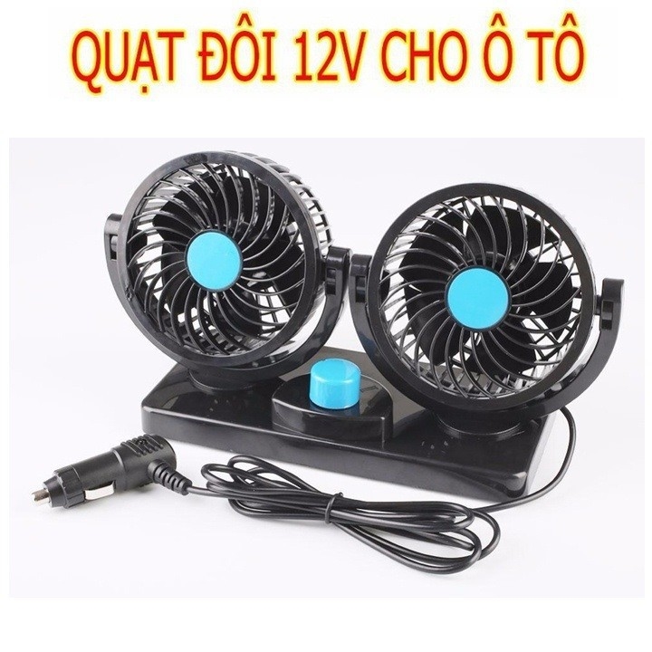 Quạt Đôi Mini 12V Xoay 360 Dành Cho Xe Ô Tô