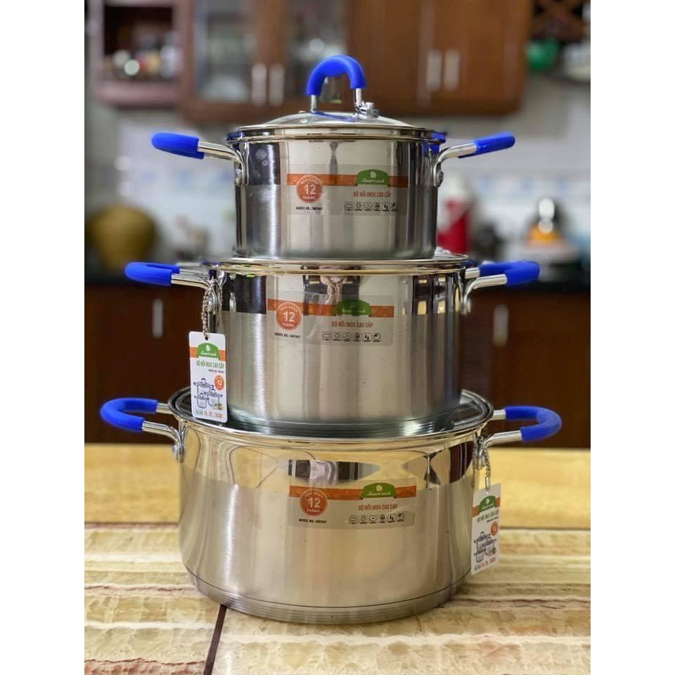 Bộ nồi Inox Elmich Smartcook 3 chiếc cỡ 16cm, 20cm, 24cm - 2355961
