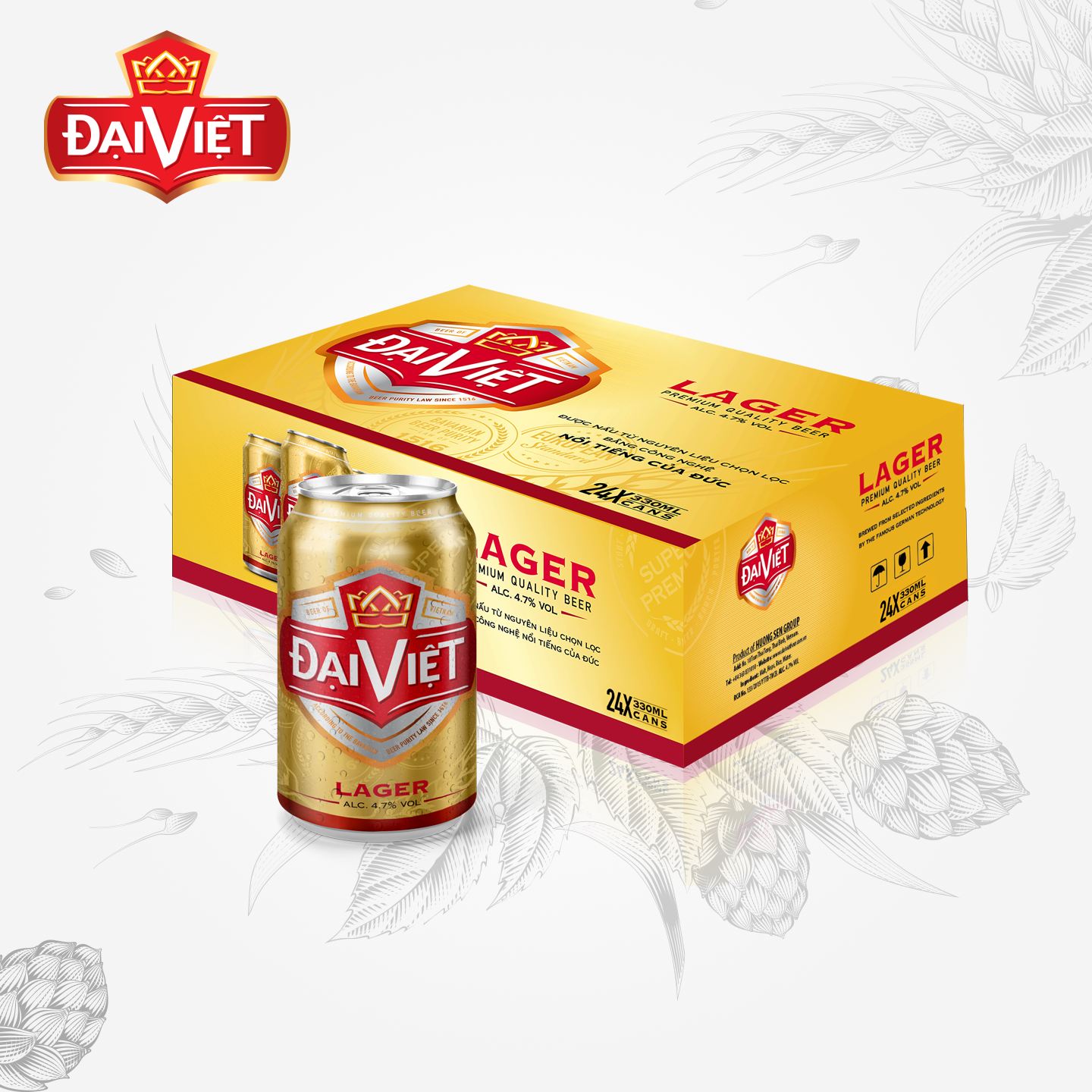 Bia Lager Đại Việt, Bia vàng sản xuất theo công nghệ Bia Đức, không hóa chất, đậm vị bia việt.