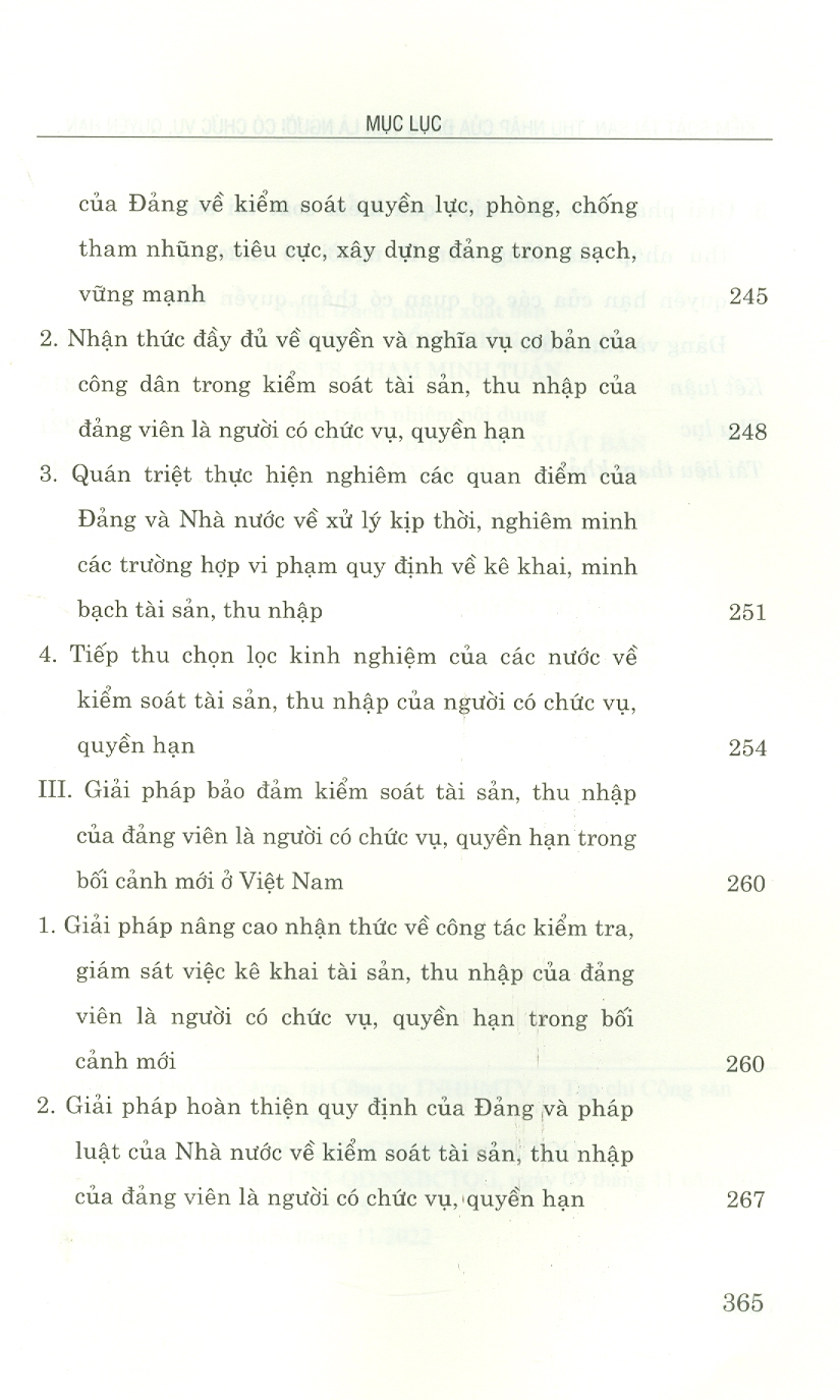 Kiểm Soát Tài Sản, Thu Nhập Của Đảng Viên Là Người Có Chức Vụ, Quyền Hạn Trong Bối Cảnh Mới Ở Việt Nam (Sách chuyên khảo)