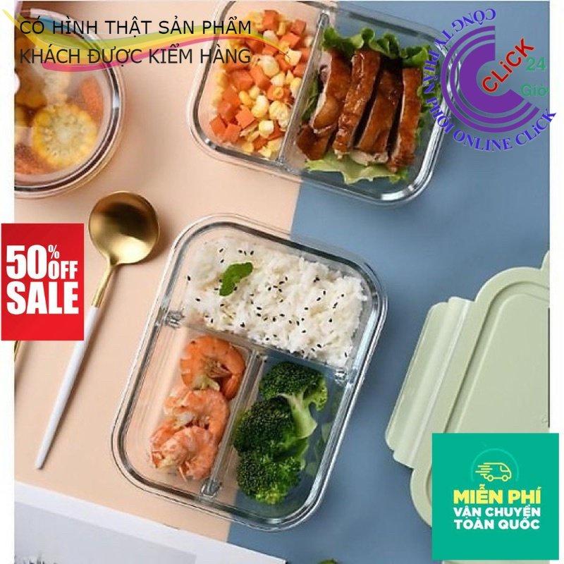 Hộp Cơm Văn Phòng Thủy Tinh 3 Ngăn Chịu Nhiệt Sang Trọng - Hàng Cao Cấp