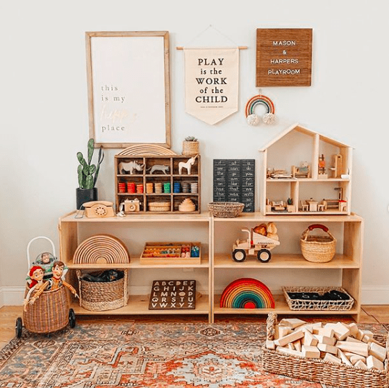 Kệ Để Đồ Chơi, Kệ Sách Đa Năng 2 Tầng Montessori Trang Trí Decor Phòng Cho Bé