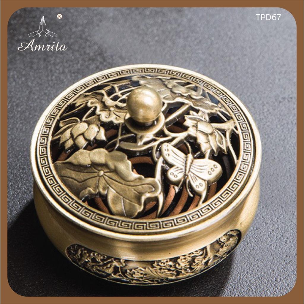Lư Hương Bằng Đồng - Lư đồng đốt hương ba chân đế thiết kế sang trọng - Lư xông trầm bằng đồng nguyên khối, dày dặn,