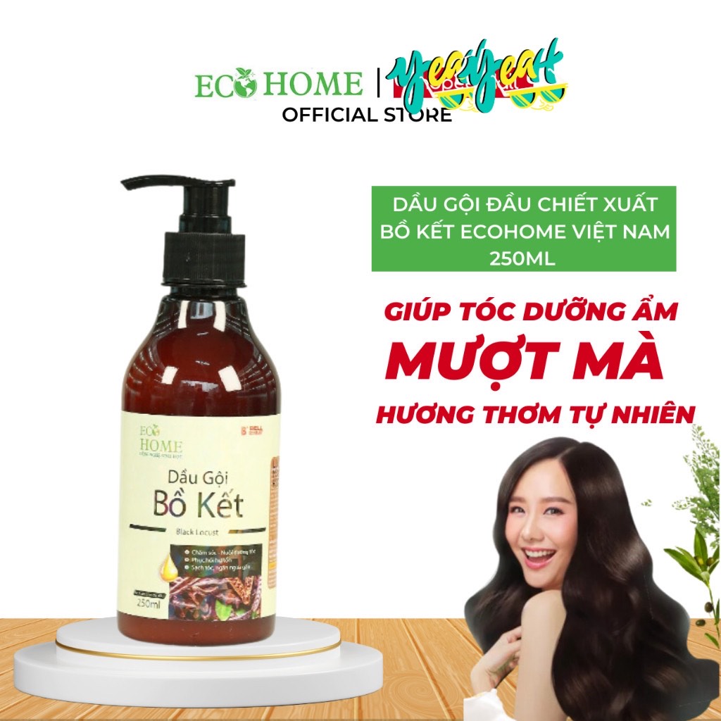 Dầu Gội Đầu Chiết Xuất Bồ Kết Công Nghệ Sinh Học ECOHOME 250ml Giúp Tóc Dưỡng Ẩm Mượt Mà Hương Thơm Lâu