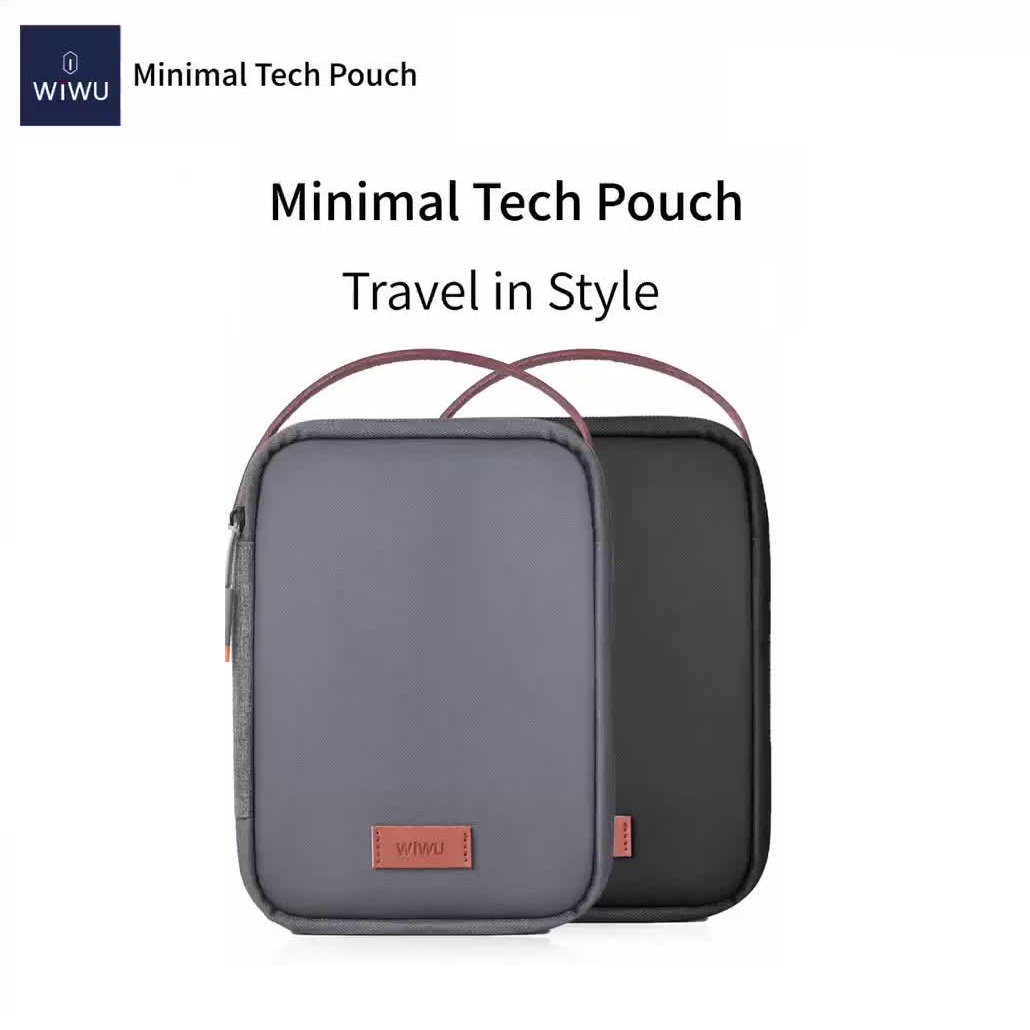 Túi đựng phụ kiện di động cho điện thoại / cho Macbook / Laptop hiệu WiWU Minimal Tech Pouch Travel In Style - chất liệu 600D Polyester cao cấp, ngăn chứa đồ rộng rãi, chống thấm nước - Hàng nhập khẩu