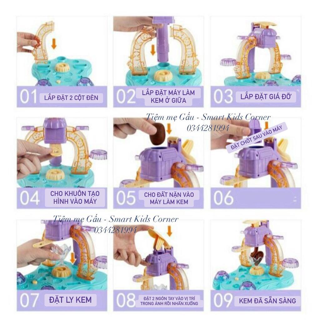 ĐỒ CHƠI MÁY LÀM KEM ĐẤT NẶN ICE CREAM MACHINE TOY PLAY DOUGH 3D CÓ ĐÈN, NHẠC, AN TOÀN CHO BÉ THỎA SỨC SÁNG TẠO