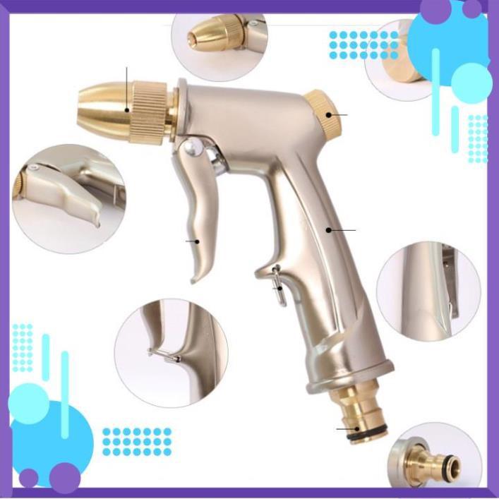 ️ Bộ dây vòi xịt nước rửa xe, tưới cây , tăng áp 3 lần, loại 3m, 5m 206701-1 đầu đồng,cút,nối nhựa đen+ đai