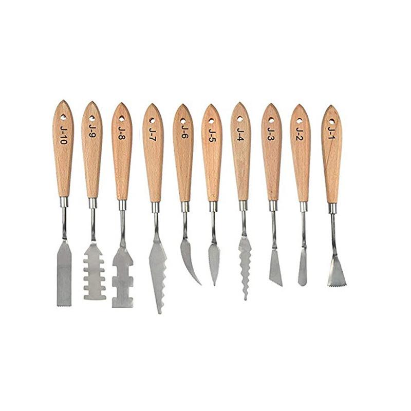 Bộ 10 con dao bảng màu, dao bảng bằng thép không gỉ vẽ hỗn hợp các dụng cụ gratoir cùng nhau cho dầu, acrylic, vẽ tranh
