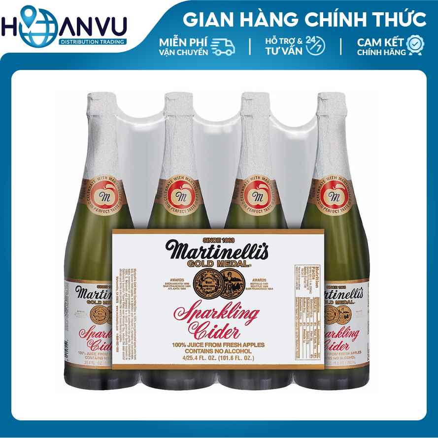 Nước Ép Táo Xanh Martinelli's Sparkling Cider Apple (750ml) 03/2025