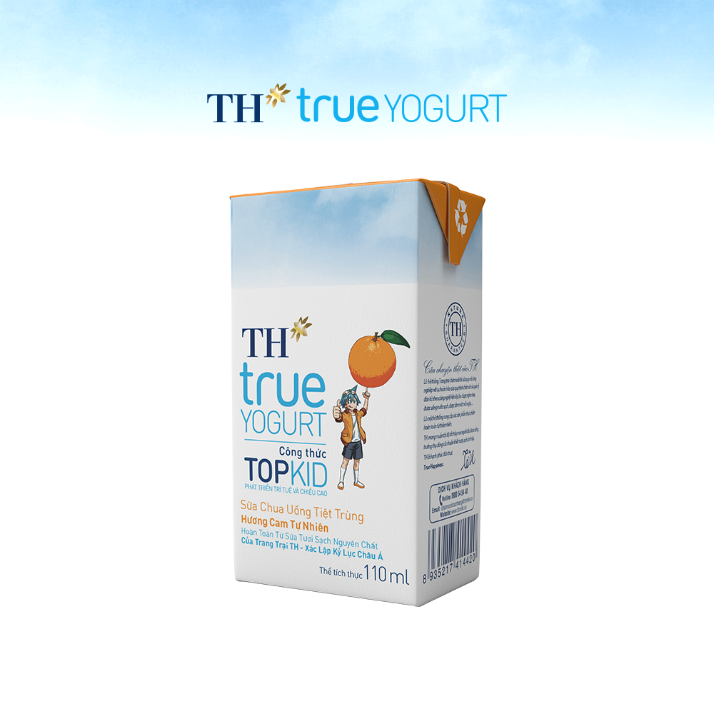 Thùng 48 hộp sữa chua uống tiệt trùng  TH true YOGURT TOPKID hương cam tự nhiên 110 ml (110 ml x 48)