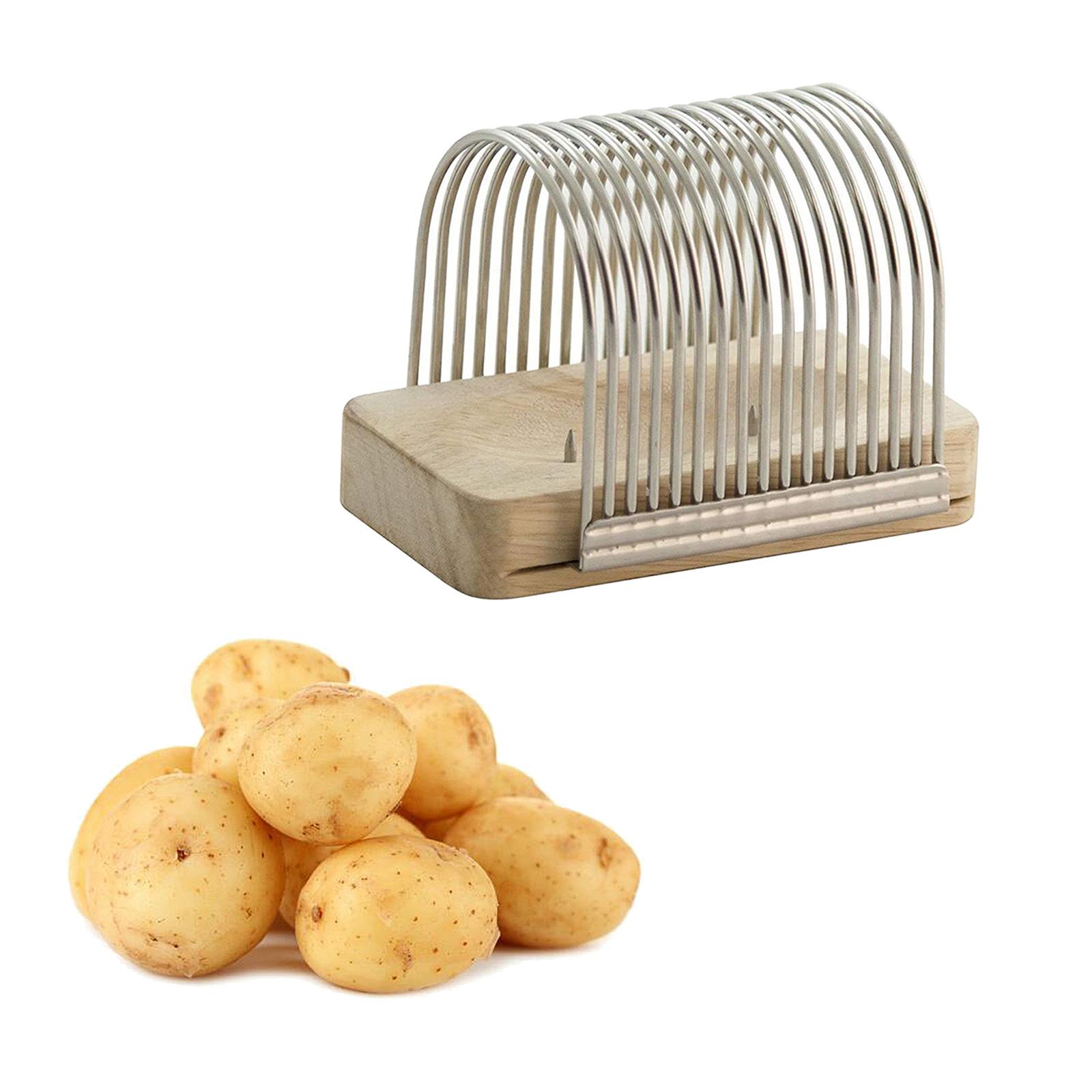 Stainless Steel Potato Slicing Rack Kitchen Tools with Wooden Rack