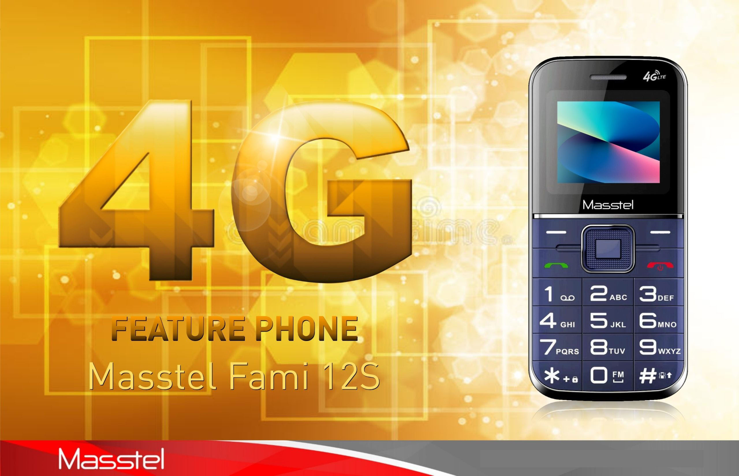 Điện thoại người già Masstel Fami 12S 4G(LTE) , Bàn phím chữ số to, Loa lớn , Máy viền thép chắc chắn - Hàng chính hãng