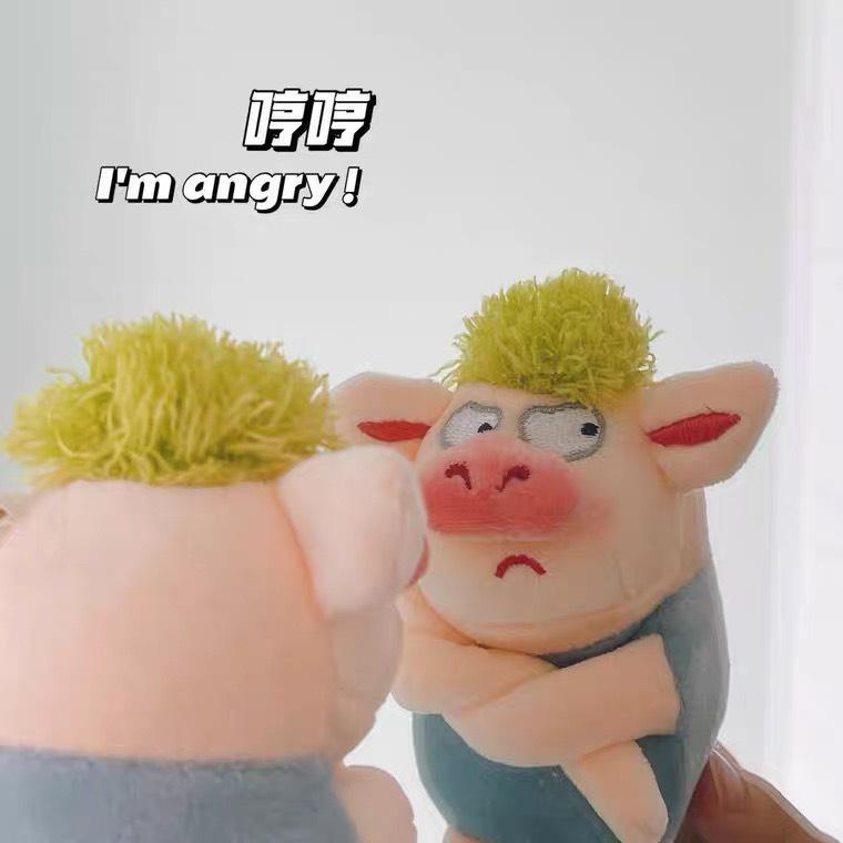 Móc khóa hình chú heo giận dữ nhồi bông dễ thương móc khóa cặp túi xách 10cm