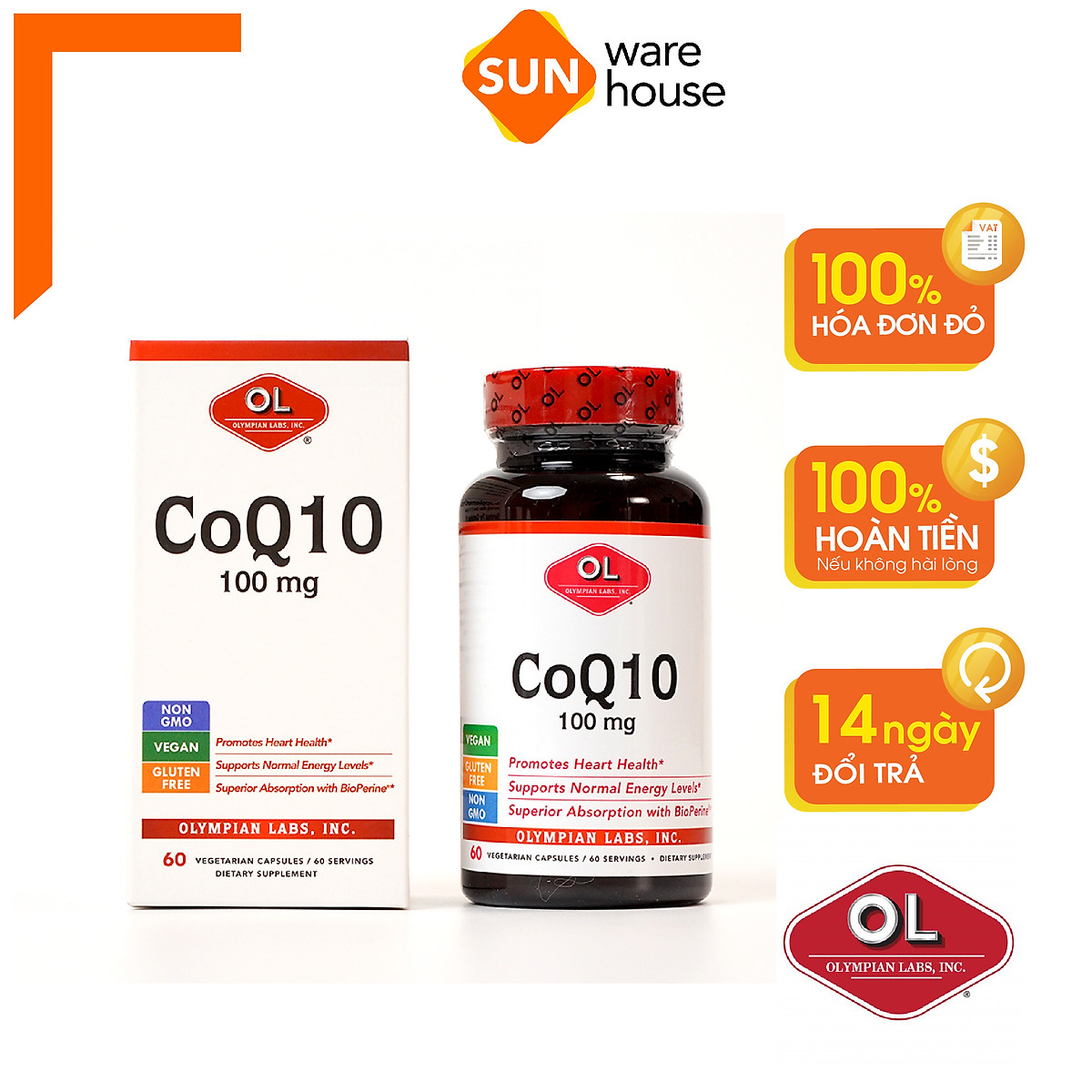 Viên Uống Hỗ Trợ Tim Mạch Olympian Labs Coq10 100G Cải Thiện Sức Khoẻ 60 Viên