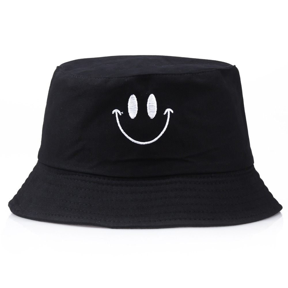 Mũ bucket tai bèo nam nữ thêu icon mặt cười độc đáo, chất vải kaki 2 lớp chống nóng tốt - Hạnh Dương