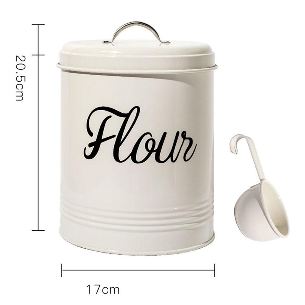 White Flour Storage Tin 5L Container 17x20.5cm