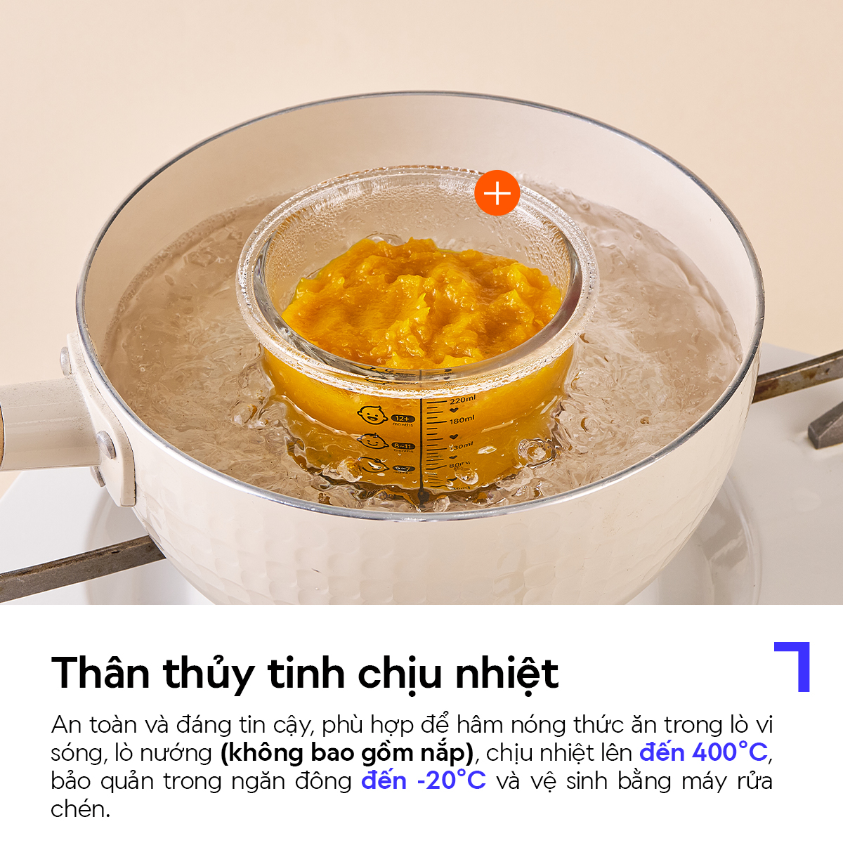 Bộ 3 Hộp Thủy Tinh Đựng Thức Ăn Dặm Cho Bé LocknLock LLG1031S3IVY Có Nắp Silicon, Vạch Chia - Hàng Chính Hãng - JoyMall