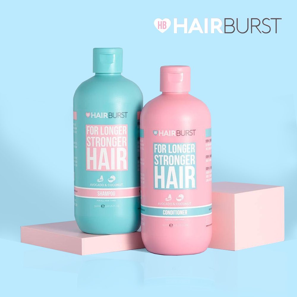 Combo Gội Xả HAIRBURST Kích Thích Mọc Tóc For Longer Stronger Hair 350ml/Chai+ Tặng Kèm Túi Đựng Mỹ Phẩm