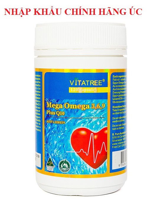 Vitatree Mega OMEGA 369 Plus Q10 Hộp 120 viên - Nhập Khẩu Úc -Cung Cấp Acid Béo ,Chống Oxy Hóa - Bảo Vệ Tim Mạch