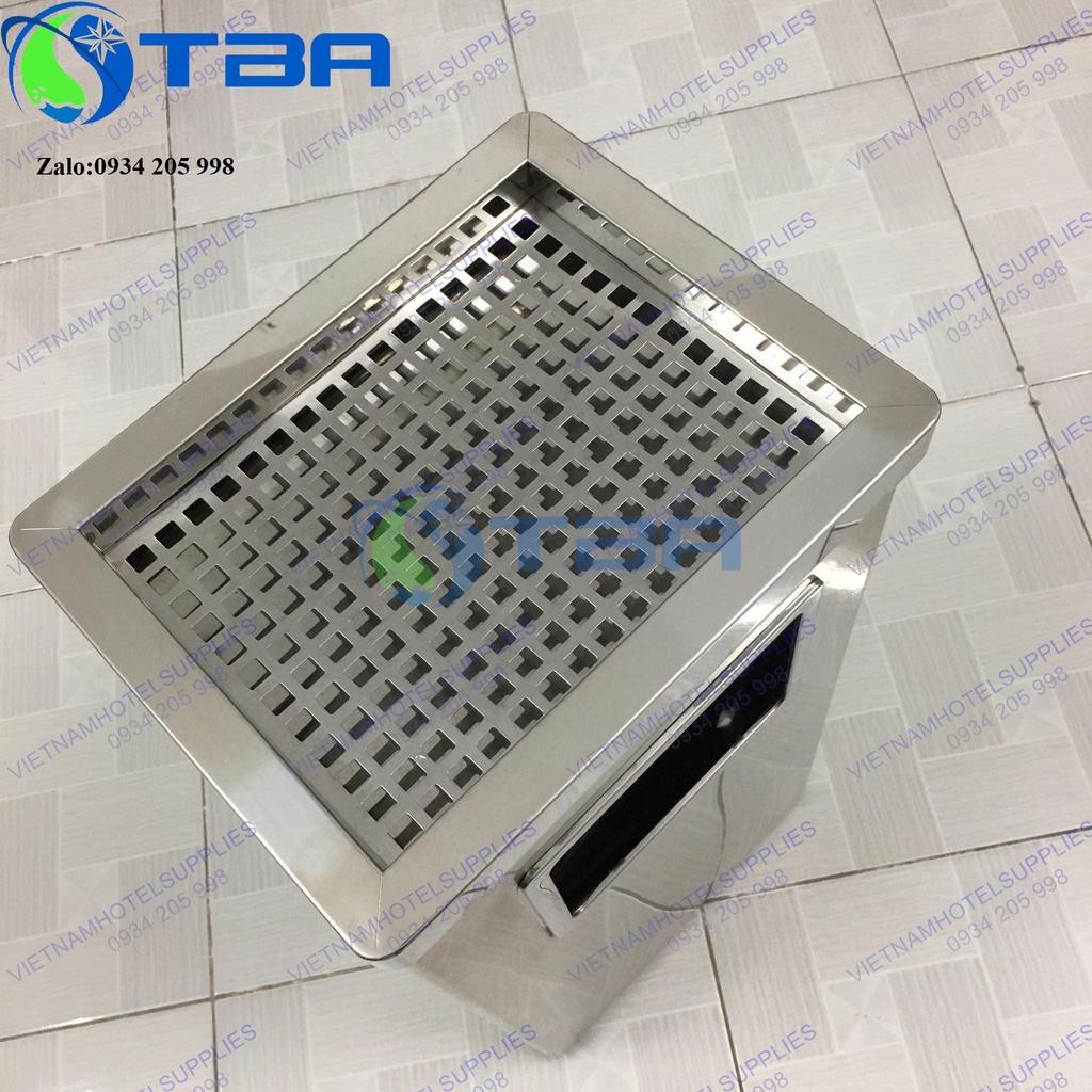 Thùng rác gạt tàn inox kiểu dáng chữ nhật nhập khẩu cao cấp